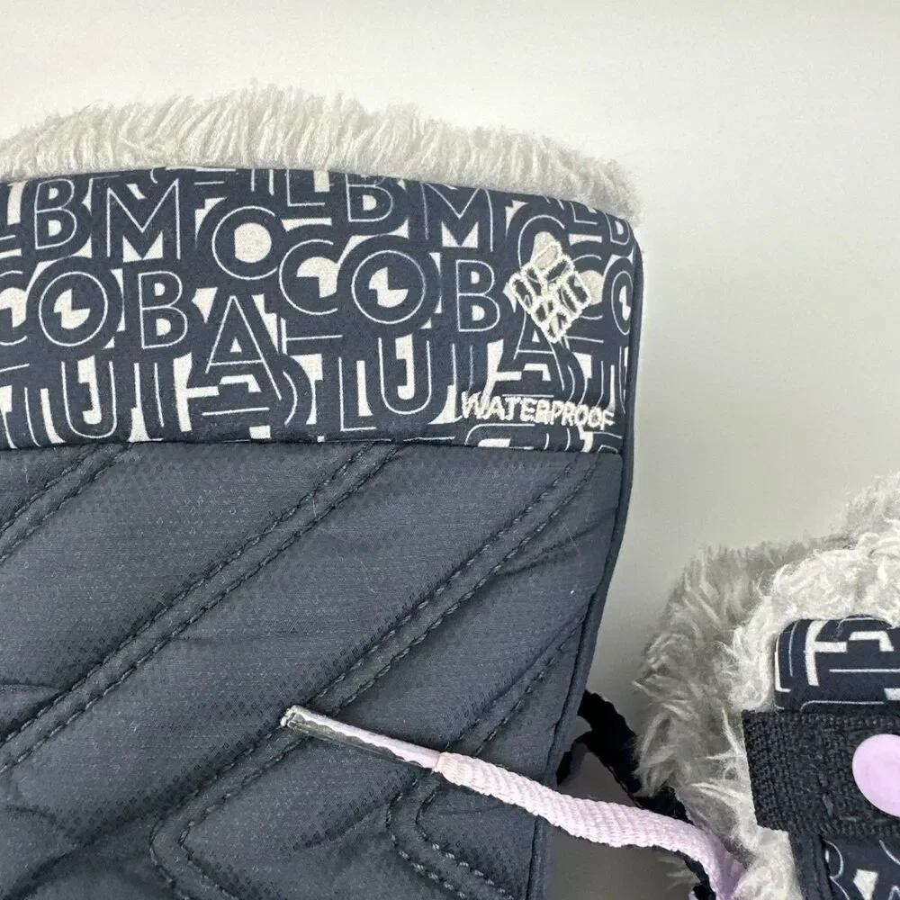 Columbia Mid II Print Omni Heat Boot Navy Blue Lace Up Purple Faux Fur Girls 1